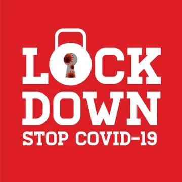 Lock Down Stop Covid-19, Logo Design Icon Stock Illustration