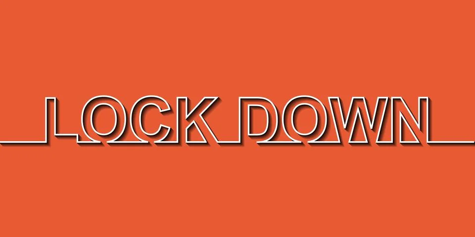 Lock down word with one line Stock Illustration