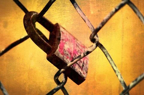 Lock on fence Stock Photos