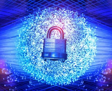 Lock with Fiber optics background Stock Photos