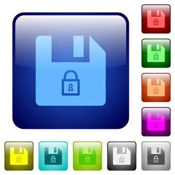 Lock file color square buttons Stock Illustration