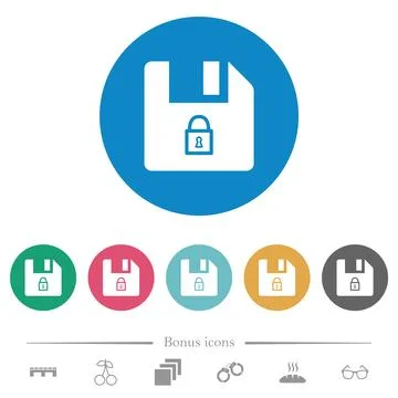 Lock file flat round icons イラスト素材