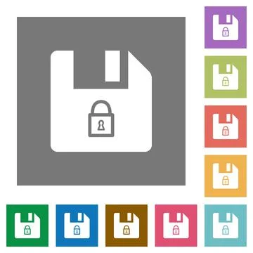 Lock file square flat icons Stock Illustration