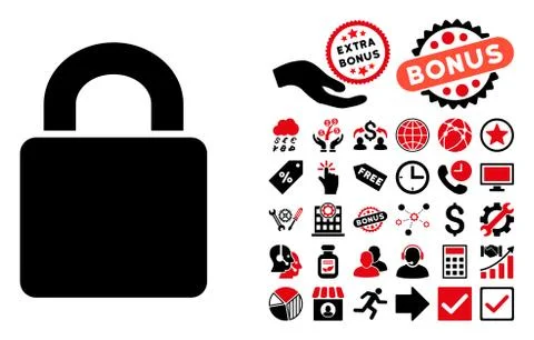 Lock Flat Vector Icon with Bonus Stock Illustration