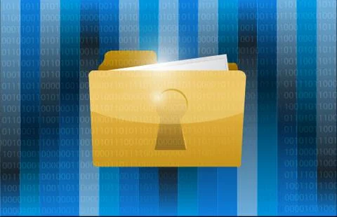 Lock folder and binary illustration Stock Illustration