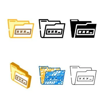 Lock folder color icon vector multipack Stock Illustration