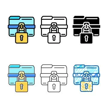 Lock folder color icon vector styleset Stock Illustration