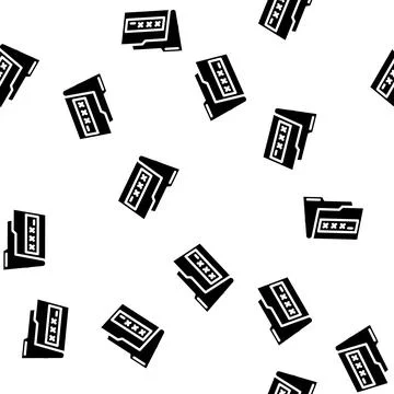 Lock folder glyph vector seamless pattern Illustrazione stock