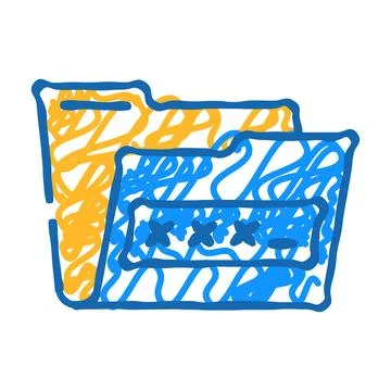 Lock folder icon doodle illustration Stock Illustration