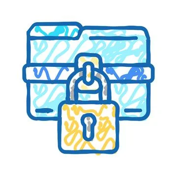 Lock folder icon doodle illustration Stock Illustration