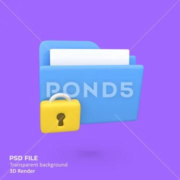 Lock folder isolated 3d render icon illustration PSD Template
