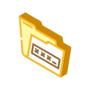 Lock folder isometric icon vector illustration Stock Illustration