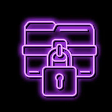 Lock folder neon glow icon illustration Illustrazione stock