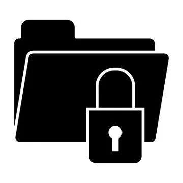 Lock folder solid icon. Padlock on folder vector illustration isolated on white Illustrazione stock