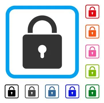 Lock Framed Icon Stock Illustration