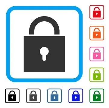 Lock Framed Icon Stock Illustration