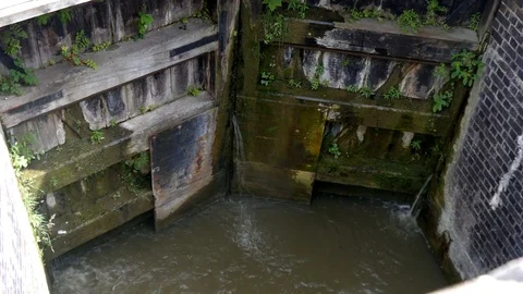Lock Gates on Canal Stock Footage 79406767