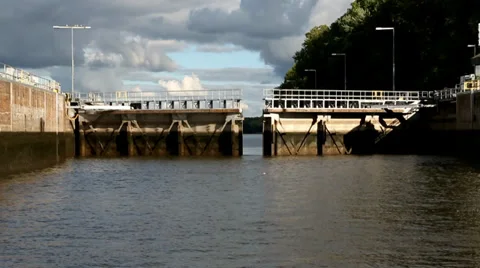 Lock gates open Stock Footage 30108592