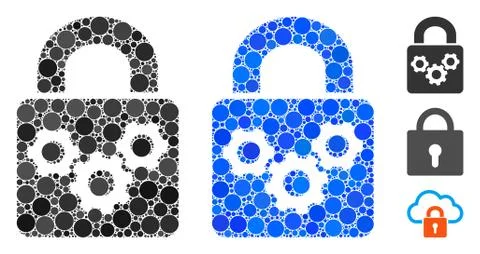 Lock Gears Composition Icon of Circle Dots Stock Illustration