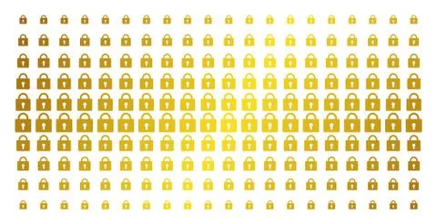 Lock Golden Halftone Pattern Stock Illustration