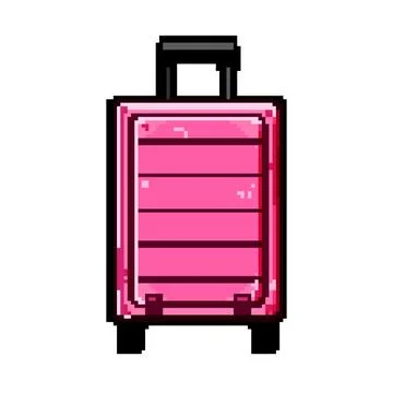 Lock hard shell suitcase pixel art vector illustration Illustrazione stock