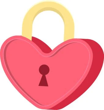 Lock heart love. Vector new flat style. Creative illustration design, idea for Stock Illustration