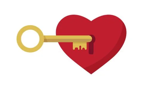 Lock with heart shaped key, Stock Illustration