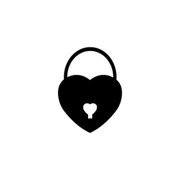 Lock heart shaped solid icon, Love sign Valentines 스톡 일러스트