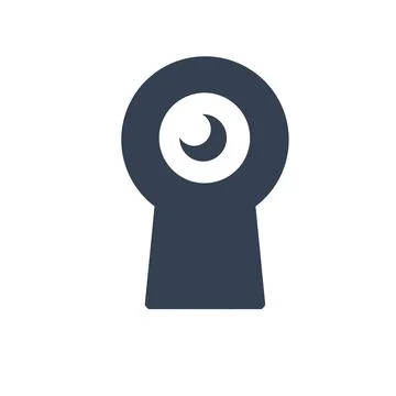 Lock hole with eye. Observation through keyhole. Concept of espionage and com Stock Illustration
