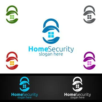 Lock Home Security Logo for Network, Internet, Monitoring, and Alarm Stock Illustration