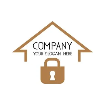 Lock house flat design logo sign. Padlock icon. Stockillustratie