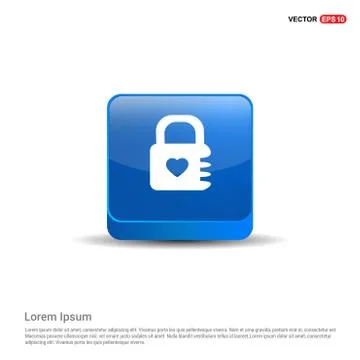 Lock icon - 3d Blue Button 스톡 일러스트