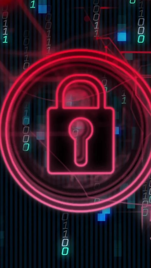 Lock icon and binary code, cybersecurity animation over digital background Stock Footage 320093880