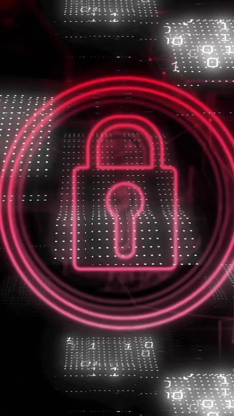Lock icon and binary code, cybersecurity animation over digital background Stock Footage 341977072