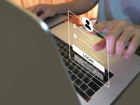 Lock icon and internet network security technology. Stock Photos