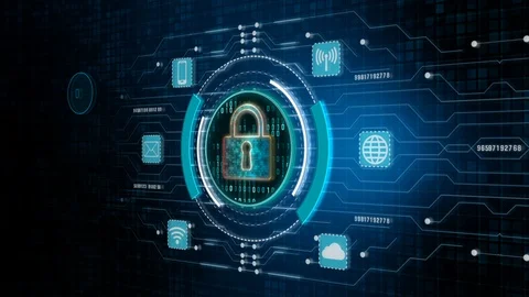 Lock Icon and Secure Communication Network , Cyber Security Concept. Video stock 102686944