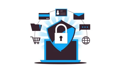 Lock Icon Animation on Digital Background Stock Footage 343585965
