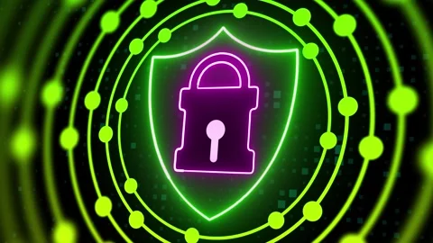 Lock Icon Animation with Dynamic Circle Shapes Stock Footage 282577334
