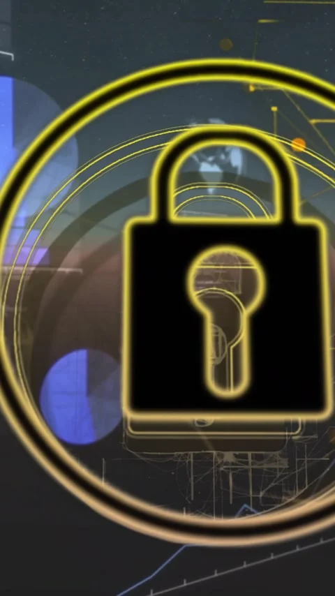 Lock icon animation over digital data and world map background Stock Footage 342916008
