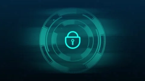 Lock icon animation in teal circle. Lock icon data security protection. Loc.. Stock Footage 338347744