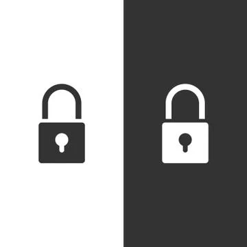 Lock icon on black and white background Stock Illustration