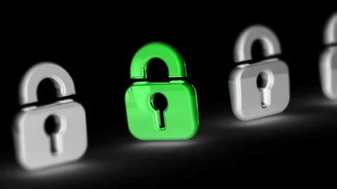 Lock icon in the black background. Looping footage has 4K resolution Stock Footage 98863687