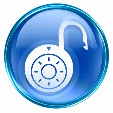 Lock on, icon blue, isolated on white background. Illustration