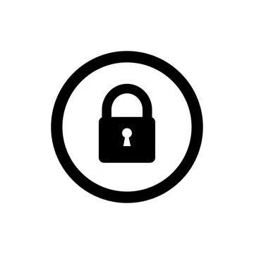 Lock icon in circle. Security padlock, protection Stock Illustration