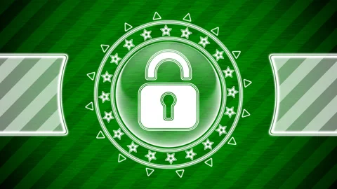 Lock icon in circle shape and green striped background. Illustration. Stock Footage 130477732