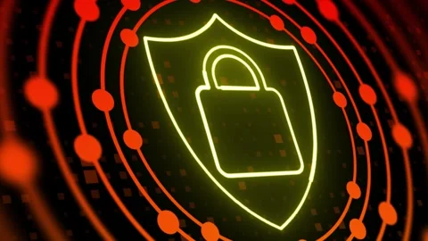 Lock Icon with Circle Shapes Rotating Animation. Stock Footage 282577343