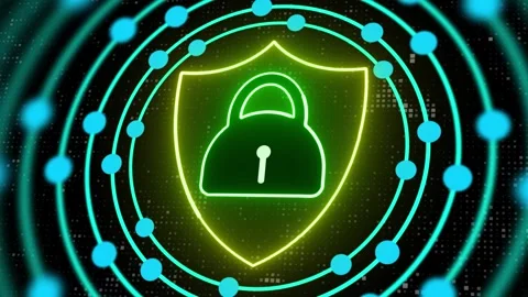 Lock Icon with Circle Shapes Rotating Animation. Jx 1375 Stock Footage 282577346