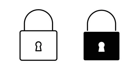 Lock icon collection in black, Line icons, flat symbols Stock Illustration