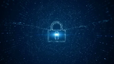 Lock Icon of cyber security. Digital data network protection. High-speed conn Stock-Footage 130086416