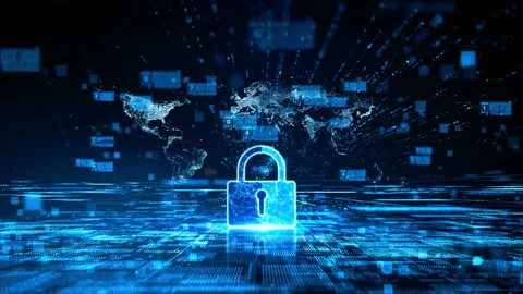 Lock Icon. Cyber Security of Digital Data Network Protection. High-speed conn Stock Footage 165576432